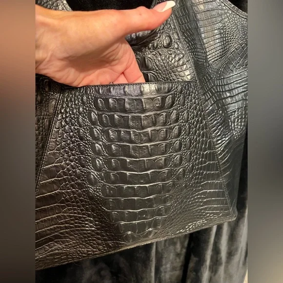 🐆🖤Vintage BRAHMIN Leopard print calf hair & Genuine Leather Shopper Tote Bag🐆EUC - Picture 16 of 17